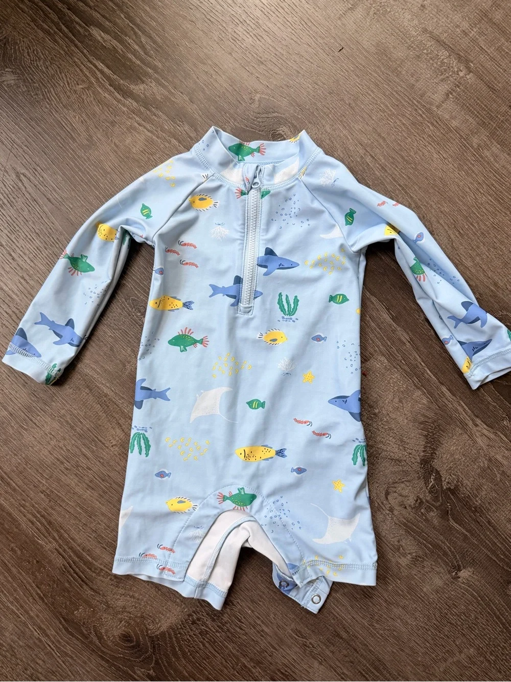 Carter's Light Blue One-Piece Swim Sunsuit with Ocean Critters